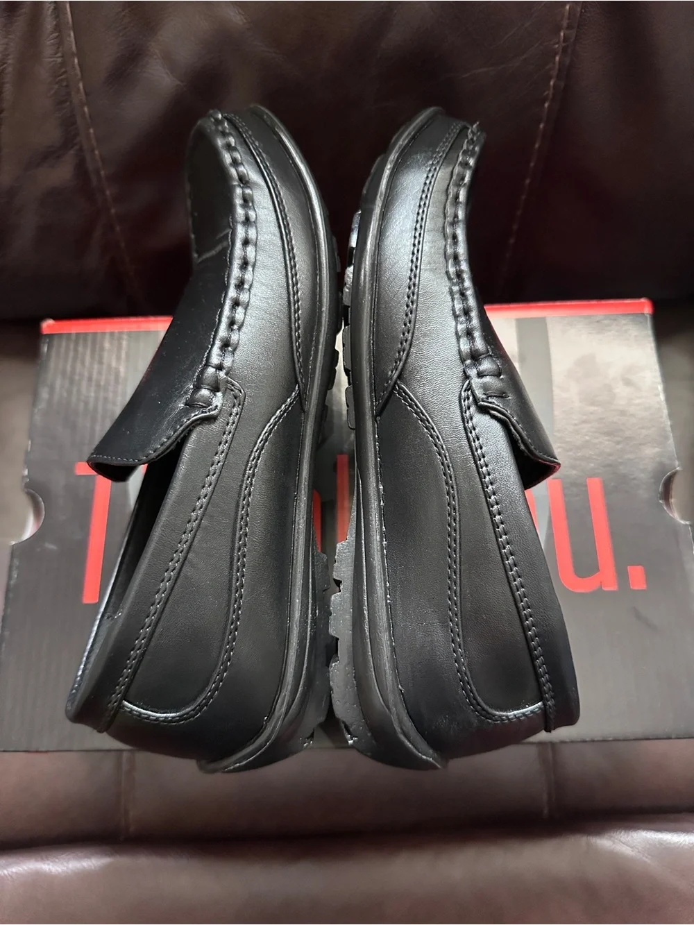 Deer Stags Black Slip-On Dress Shoe Loafers - Big Kid Size 5